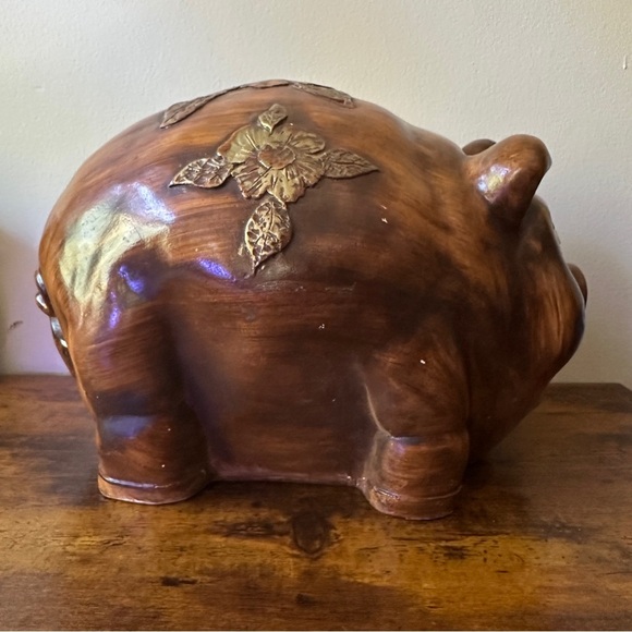RARE Large Oversized Vintage Piggy Bank A-Z Co. 1977 Brown Ceramic - Picture 3 of 6